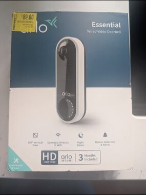 Arlo Essential Wired Video Doorbell - White